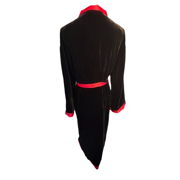 Victoria's Secret Red Silk Satin Black Velvet Long Robe Velour Sash Shawl Y2K S - Picture 3 of 9